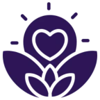 Purple heart and hands symbol