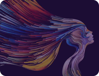 Colorful abstract portrait with flowing hair