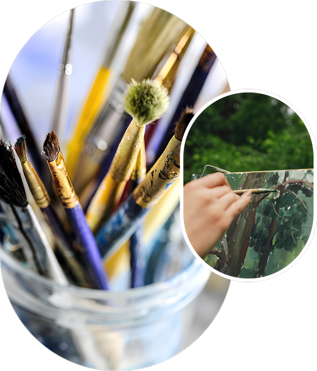 Paintbrushes in a jar